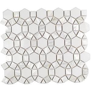 Splashback Tile Noble White Thassos 9-3/4 in. x 12-1/4 in. x 10 mm Polished Pearl and Marble Mosaic Tile-NBLHXPLTAS 206785956