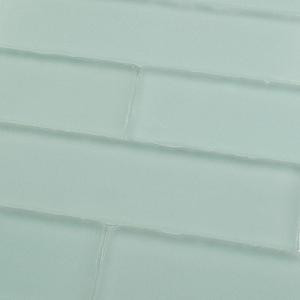Splashback Tile Ocean Aqua Beached Frosted Glass Subway Tile - 2 in. x 8 in. Tile Sample-R1C2 206203084