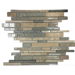 Splashback Tile Olive Branch Travertine Glass and Stone Mosaic Tile - 3 in. x 6 in. Tile Sample-C2B12 206203078