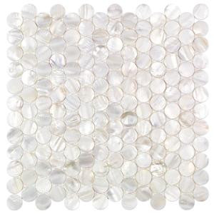 Splashback Tile Pacif White Penny Round 12.51 in. x 12.79 in. x 2 mm Pearl Shell Mosaic Tile-PACWHTPNYRD 300915817