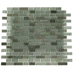 Splashback Tile Pattern 12 in. x 12 in. x 8 mm Marble and Glass Mosaic Floor and Wall Tile-EMERALD BAY BLEND BRICK 203061532