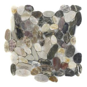 Splashback Tile Pebble Rock Flat Crue 12 in. x 12 in. Marble Floor and Wall Tile-PEBBLE ROCK FLAT CRUE 204279053