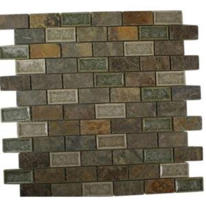 Splashback Tile Roman Selection Emperial Slate 12 in. x 12 in. x 8 mm Mixed Materials Mosaic Floor and Wall Tile-ROMAN SELECTION EMPERIAL SLATE 1X2 204279065