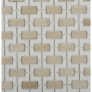Splashback Tile Rorschack Crema Marfil and Thassos 12 in. x 12 in. x 10 mm Polished Marble Mosaic Tile-RORCEMFIL 206883588