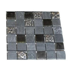 Splashback Tile Tapestry Opium Blend 1 in. x 1 in. Marble and Glass Metal Tiles - 6 in. x 6 in. Tile Sample-R5B9 203218136