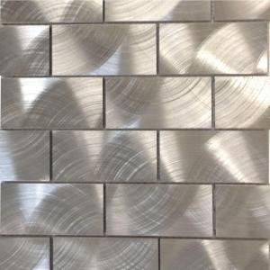 Splashback Tile Urban Silver Aluminum Mosaic Tile - 3 in. x 6 in. Tile Sample-R3A10 206203074