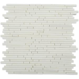 Splashback Tile Windsor 1/4 in. White Thassos Pattern 12 in. x 12 in. x 10 mm Marble Floor and Wall Tile-WINDSOR .25 X RANDOM WHITE THASSOS 203061565