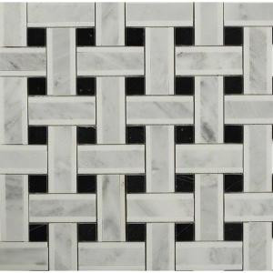 Splashback Tile Yarn Threaded Onyx Polished Marble Tile - 3 in. x 6 in. Tile Sample-C3D1YRNONX 206785993