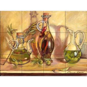The Tile Mural Store Olive Oil Jars 17 in. x 12-3/4 in. Ceramic Mural Wall Tile-15-1334-1712-6C 205842802