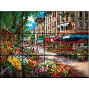 The Tile Mural Store Paris Flower Market 17 in. x 12-3/4 in. Ceramic Mural Wall Tile-15-399-1712-6C 205842684