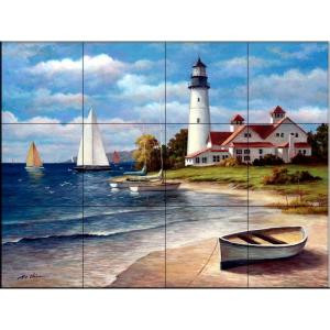The Tile Mural Store Sailing the Safe Harbor 24 in. x 18 in. Ceramic Mural Wall Tile-15-853-2418-6C 205842729