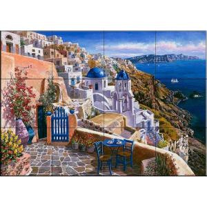 The Tile Mural Store View of Santorini 17 in. x 12-3/4 in. Ceramic Mural Wall Tile-15-396-1712-6C 205842682