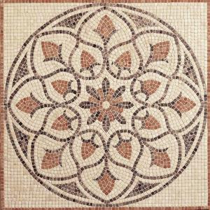 Travertine La Flora 48 in. x 48 in. Tumbled Stone Medallion Decorative Floor and Wall Tile-TSM34848MED1P 204678331
