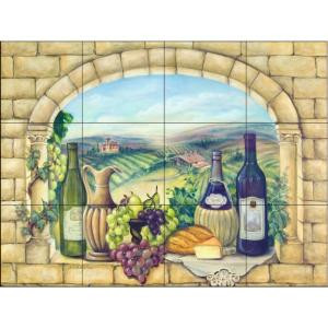 Tuscan Wine 17 in. x 12-3/4 in. Ceramic Mural Wall Tile-15-830-1712-4C 205746936
