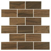 Daltile Parkwood Brown 12 in. x 12 in. x 6 mm Ceramic Brick-Joint Mosaic Tile-PD1324BWHD1P2 204806247