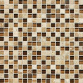 Daltile Stone Radiance Caramel Travertino 12 in. x 12 in. x 8 mm Glass and Stone Mosaic Blend Wall Tile-SA585858MS1P 203719322