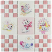 Disney Aristocats Pink 11-3/4 in. x 11-3/4 in. x 5 mm Glass Mosaic Tile-WDSCAT22 206638282