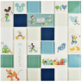 Disney Classic Aqua 11-3/4 in. x 11-3/4 in. x 5 mm Glass Mosaic Tile-WDSCLS36 206638285