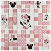 Disney Minnie Pink 11-3/4 in. x 11-3/4 in. x 5 mm Glass Mosaic Tile-WDSMIN37 206638288