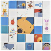 Disney Pooh and Friends Blue 11-3/4 in. x 11-3/4 in. x 5 mm Glass Mosaic Tile-WDSPOO32 206638294