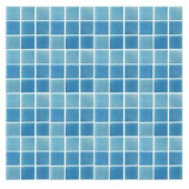 Epoch Architectural Surfaces Spongez S-Light Blue-1408 Mosiac Recycled Glass Mesh Mounted Floor and Wall Tile - 3 in. x 3 in. Tile Sample-S-LIGHT BLUE SAMPLE 203153270