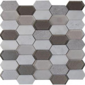 Inessa Blanco Picket Pattern 12 in. x 12 in. x 8 mm Glass and Stone Mesh-Mounted Mosaic Tile-SGLSPK-INEBLA8MM 206525116