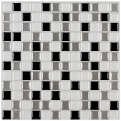 Instant Mosaic 12 in. x 12 in. Peel and Stick Mosaic Decorative Wall Tile in Shades of Gray and White (6-Pack)-07103 207088630