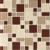 Instant Mosaic Beige and Brown 12 in. x 12 in. x 6 mm Peel and Stick Glass Mosaic Wall Tile-EKB-04-102 204312785