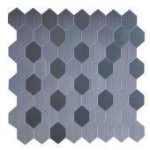 Instant Mosaic Honeycomb 12 in. x 12 in. x 5 mm Peel and Stick Brushed Stainless Metal Mosaic Tile-EKB-03-111 206063183