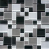 Instant Mosaic Peel and Stick Gray and White 12 in. x 12 in. x 6 mm Glass Mosaic Wall Tile-EKB-04-106 204312789