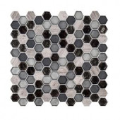 Jeffrey Court Black Sand 10-7/8 in. x 11-3/8 in. x 6 mm Glass/Limestone Mosaic Tile-99282 206955408