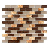 Jeffrey Court Bronze Shell Brick 10.5 in. x 12.5 in. x 8 mm Glass Mosaic Wall Tile-99657 203774450