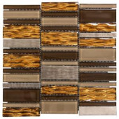 Jeffrey Court Bronze Stack 11.75 in. x 12 in. x 8 mm Glass Mosaic Wall Tile-99749 204659520