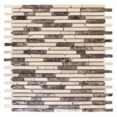 Jeffrey Court English Stone Emperador 11 in. x 12.25 in. x 8 mm Travertine and Marble Mosaic Wall Tile-99616 203485327