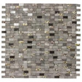 Jeffrey Court Mystical Mini Brick 12.75 in. x 12.125 in. x 8 mm Glass and Black Marble Mosaic Wall Tile-99718 204659745