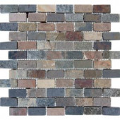 Mixed Brick 12 in. x 12 in. x 10 mm Tumbled Slate Mesh-Mounted Mosaic Tile-THDW3-SH-MCBRI1 202530219