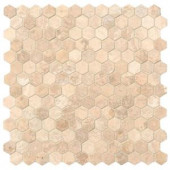 MS International Alabastrino Hexagon 12 in. x 12 in. x 10 mm Honed and Filled Travertine Mesh-Mounted Mosaic Tile (10 sq. ft. / case)-ALAB-2HEXH 206931332