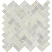 MS International Arabescato Carrara Herringbone Pattern 12 in. x 12 in. x 10 mm Honed Marble Mesh-Mounted Mosaic Tile (10 sq. ft. / case)-SMOT-ARA-HBH 203071293