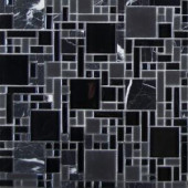 MS International Black Mini 12 in. x 12 in. x 10 mm Glass/Stone Mesh-Mounted Mosaic Tile (10 sq. ft. / case)-SGLS-MPBLK 300333792