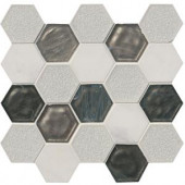 MS International Circa Zirconia Hexagon 12 in. x 13 in. x 8 mm Glass/Stone Mesh-Mounted Mosaic Tile (10.6 sq. ft. / case)-SGLS-CIRZIR8MM 300333765
