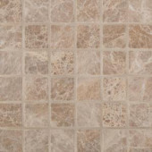 MS International Emperador Light 12 in. x 12 in. x 10 mm Tumbled Marble Mesh-Mounted Mosaic Tile (10 sq. ft. / case)-EMLI-2X2T 300333794