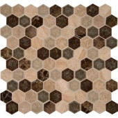 MS International Kensington Hexagon 12 in. x 12 in. x 8 mm Glass and Stone Mesh-Mounted Mosaic Wall Tile (10 sq. ft. / case)-SGLSGG-KENSINGT 205337779