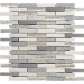 MS International Ocean Crest Brick 12 in. x 12 in. x 8 mm Glass Metal Stone Mesh-Mounted Mosaic Wall Tile (10 sq. ft. / case)-SGLSMT-OC8MM 204695051
