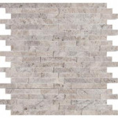 MS International Silver Splitface 11.81 in. x 12.4 in. x 10 mm Travertine Mesh-Mounted Mosaic Wall Tile (10.17 sq. ft. / case)-SILTRA-SF10MM 300051504