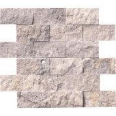 MS International Silver Travertine Split Face 12 in. x 12 in. x 10 mm Travertine Mesh-Mounted Mosaic Tile (5 sq. ft. / case)-SILTRA-2X4SF 300333838