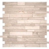 MS International White Quarry Interlocking 12 in. x 12 in. x 10 mm Honed Marble Mesh-Mounted Mosaic Wall Tile (10 sq. ft. / case)-SMOT-WQ-ILH10MM 204724477