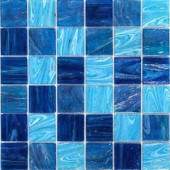 Splashback Tile Aqua Blue Ocean Mesh-Mounted Squares Glass Floor and Wall Tile - 3 in. x 6 in. Tile Sample-S1B5HDAQBLUOCN2X2 206656077