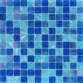 Splashback Tile Aqua Blue Ocean Mesh-Mounted Squares Glass Floor and Wall Tile - 3 in. x 6 in. Tile Sample-S1A5HDAQBLUOCN1X1 206656079