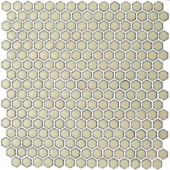 Splashback Tile Bliss Edged Hexagon Khaki 12 in. x 12 in. x 10 mm Polished Ceramic Mosaic Tile-BLISSEGDHEXPOLKHAKI 206496923