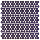 Splashback Tile Bliss Edged Penny Round Polished Midnight Blue Ceramic Mosaic Floor and Wall Tile - 3 in. x 6 in. Tile Sample-T1A1 206497034